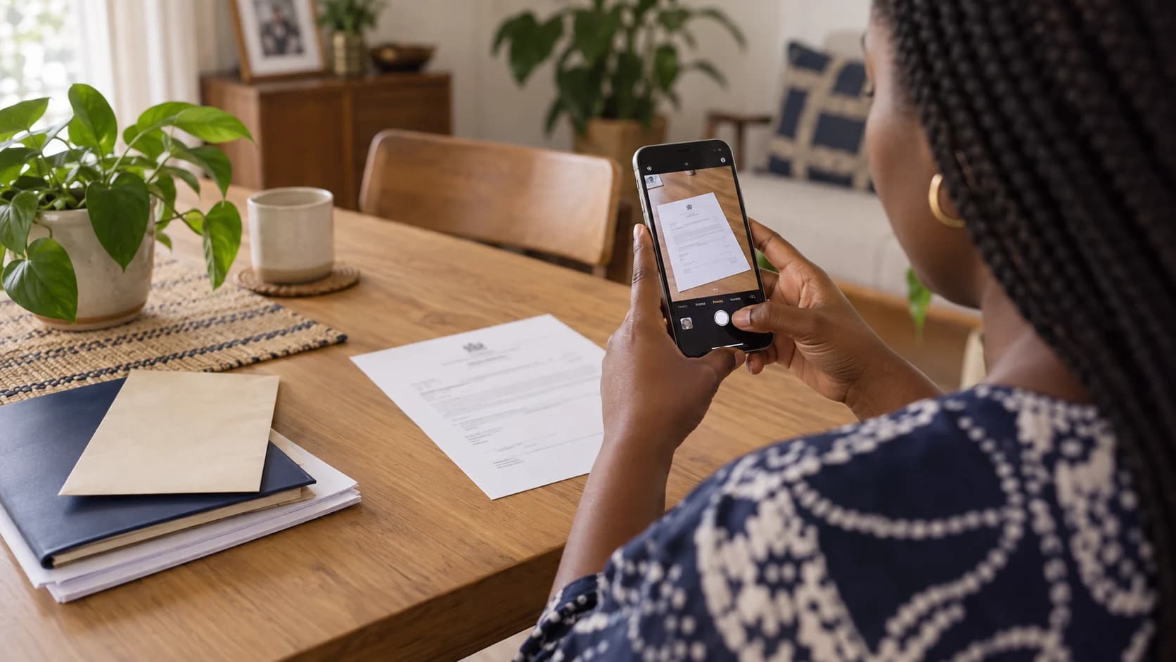 Photographing a paper document with a phone for Papir